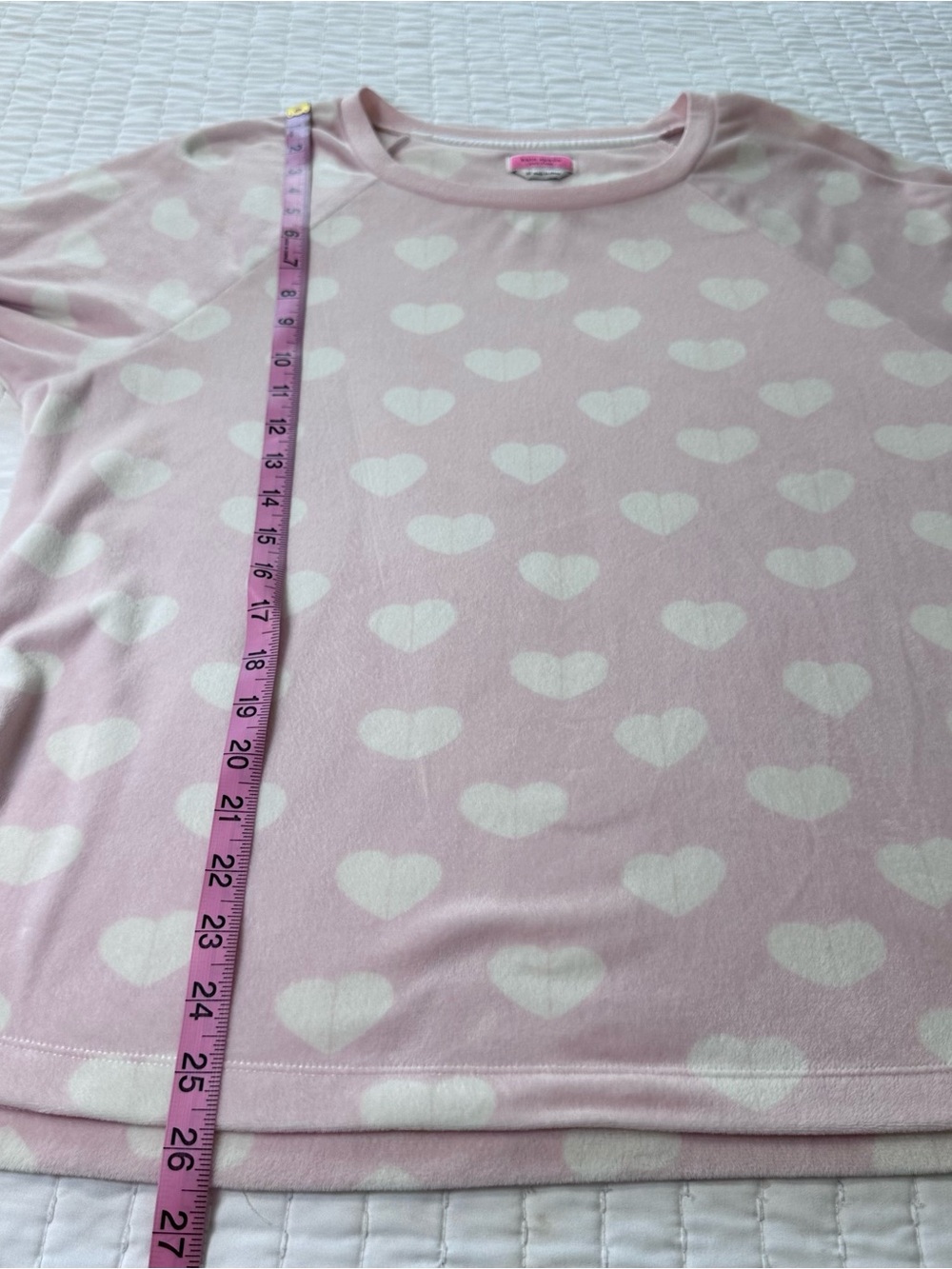 kate spade New York Light Pink Heart-Print Long-Sleeve Pajama Top in Size XL - Picture 4 of 11